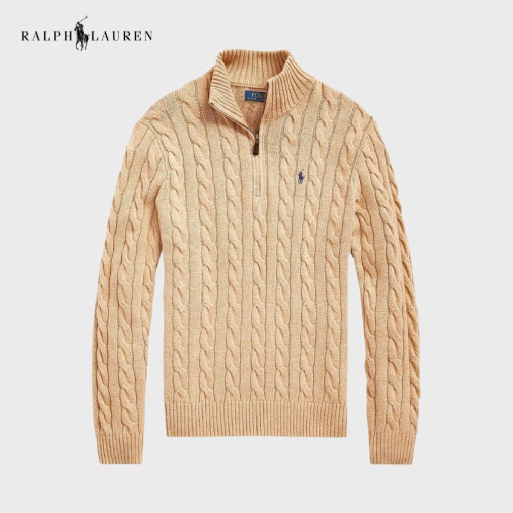 RALPH LAUREN – Zeitloser Grobstrick‑Half‑Zip‑Pullover