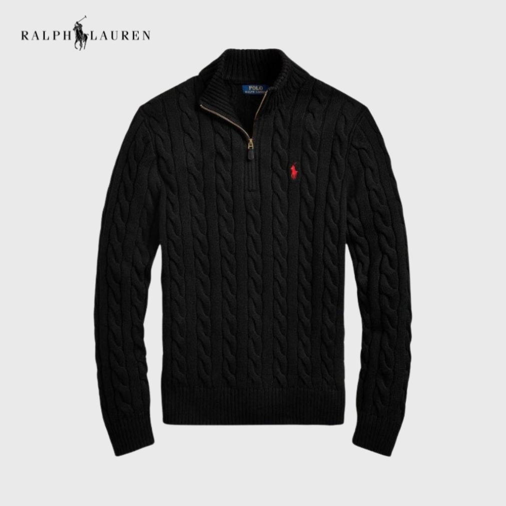 RALPH LAUREN – Zeitloser Grobstrick‑Half‑Zip‑Pullover