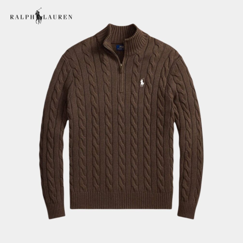 RALPH LAUREN – Zeitloser Grobstrick‑Half‑Zip‑Pullover