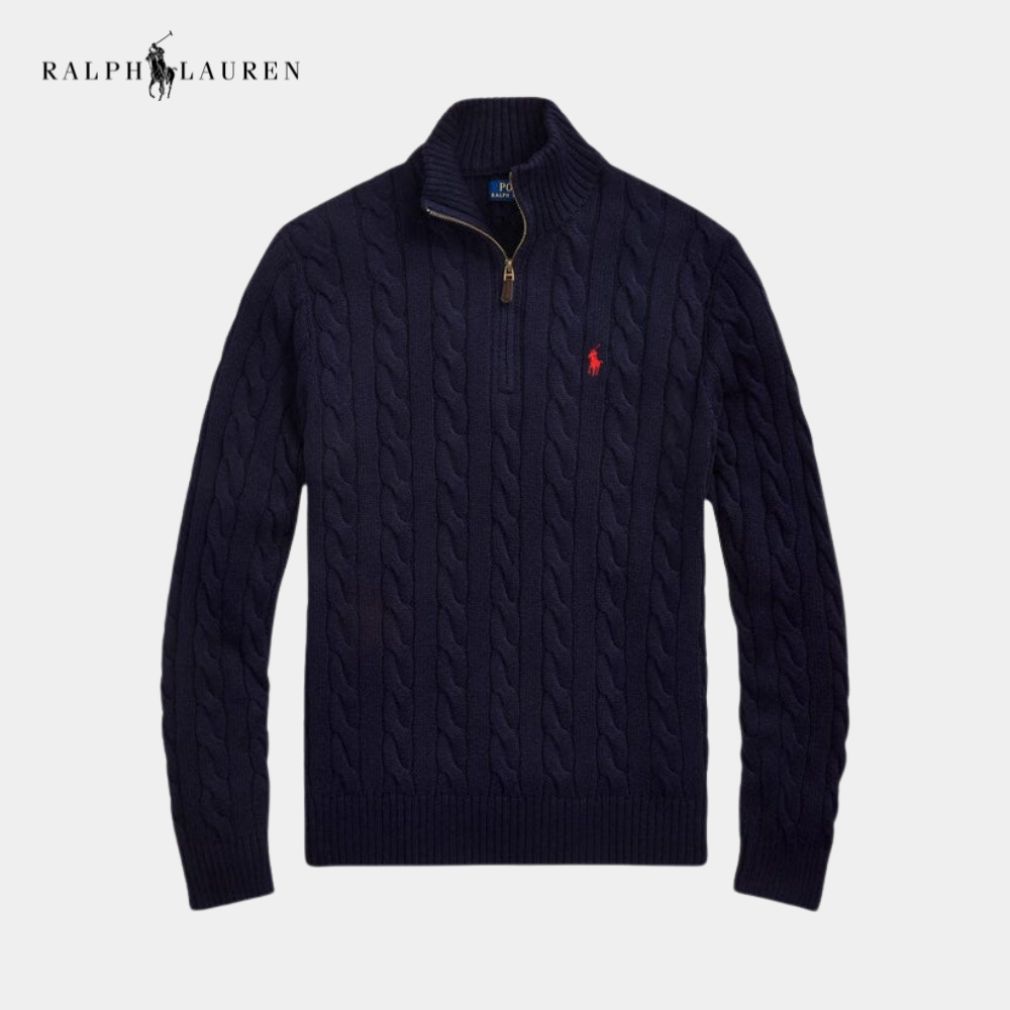 RALPH LAUREN – Zeitloser Grobstrick‑Half‑Zip‑Pullover