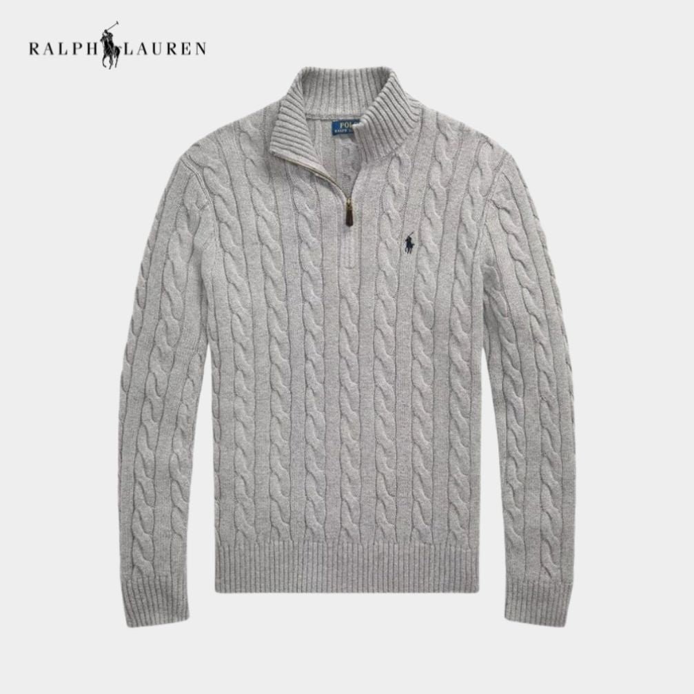 RALPH LAUREN – Zeitloser Grobstrick‑Half‑Zip‑Pullover