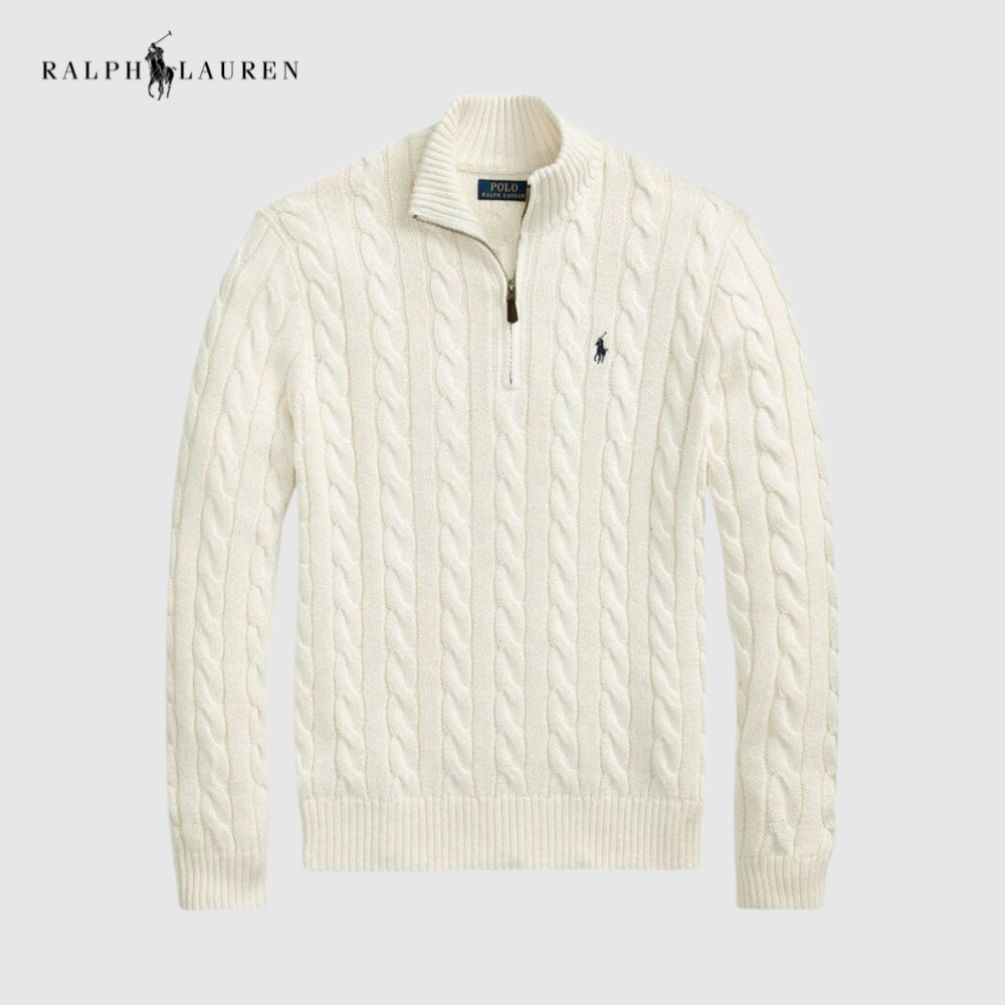 RALPH LAUREN – Zeitloser Grobstrick‑Half‑Zip‑Pullover